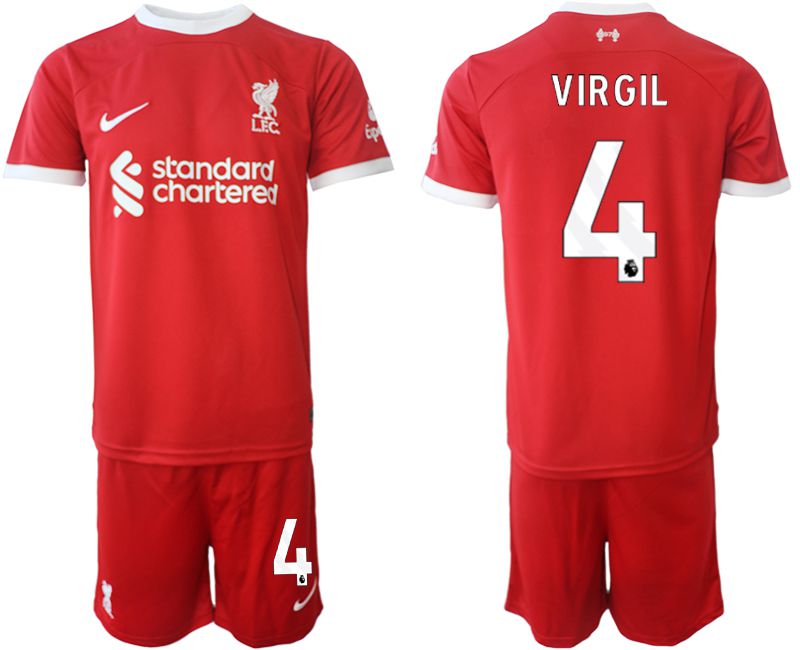 Men 2023-2024 Club Liverpool home red 4 Soccer Jersey